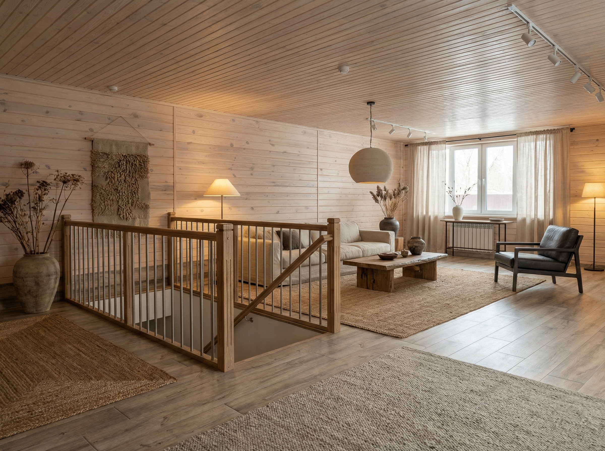 Дизайн гостиной в стиле Japandi — фото интерьера от нейросети RoomGPT