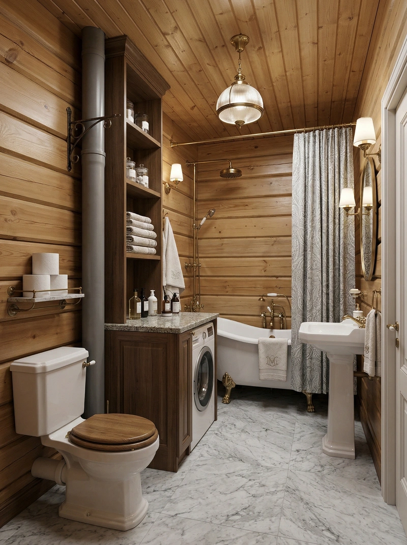 Дизайн ванной в стиле Классика — фото интерьера от нейросети RoomGPT