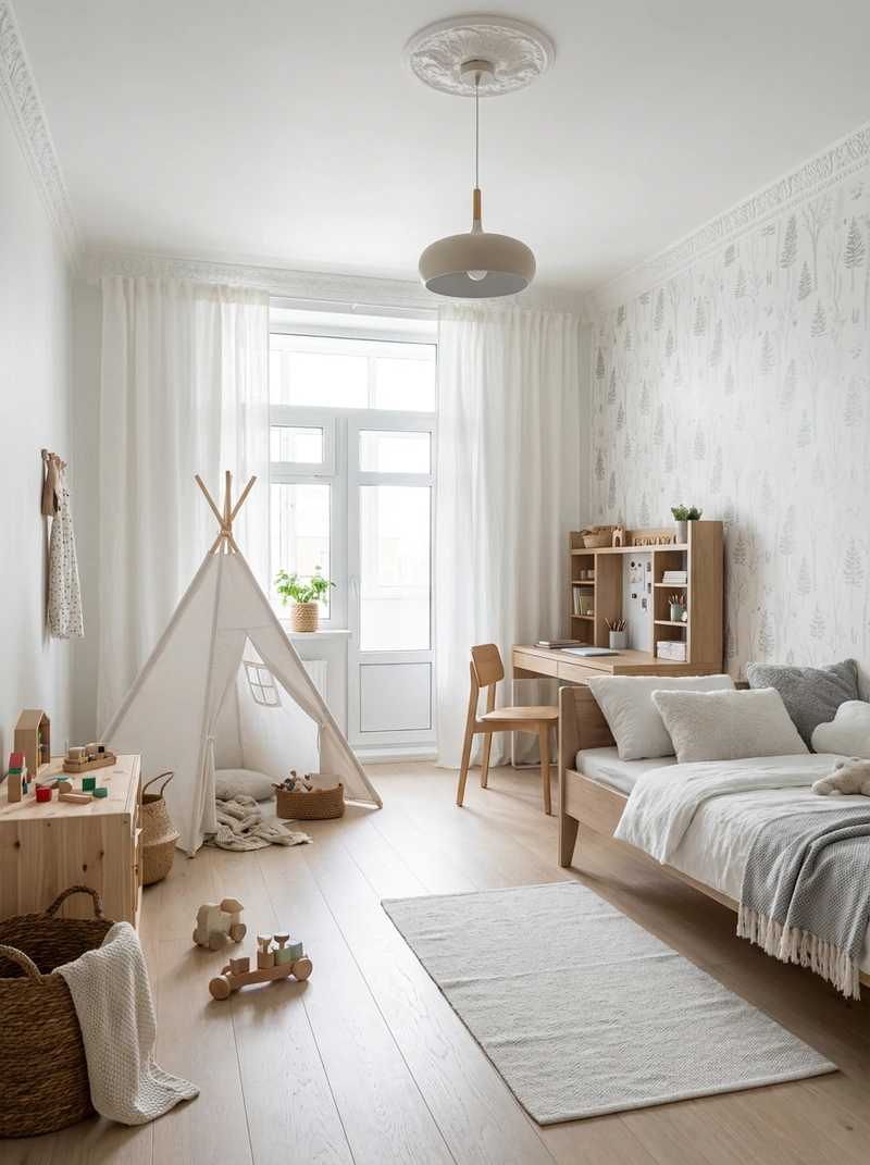 Дизайн интерьера в стиле Хюгге — Детская от нейросети RoomGPT