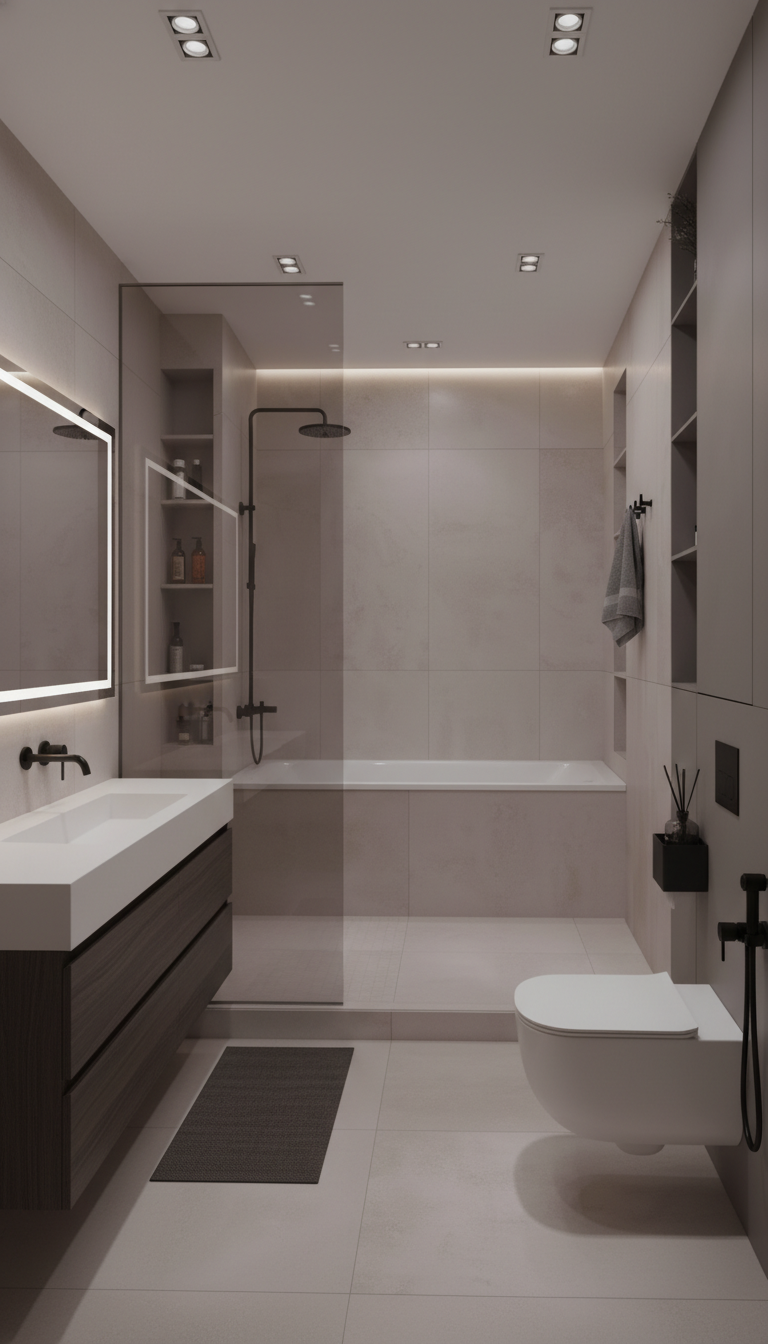 Дизайн ванной в стиле Минимализм — фото интерьера от нейросети RoomGPT