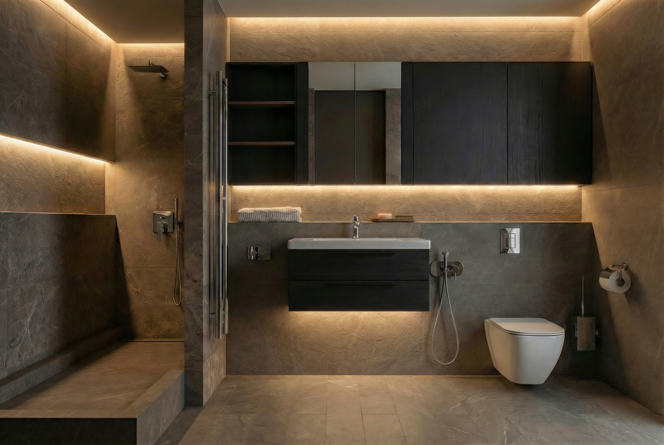 Дизайн ванной в стиле Минимализм — фото интерьера от нейросети RoomGPT