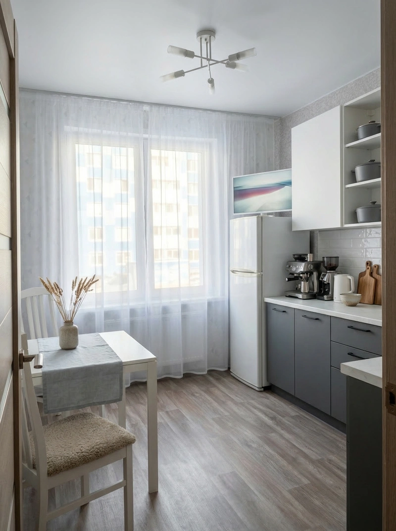 Дизайн кухни в стиле Сканди — фото интерьера от нейросети RoomGPT