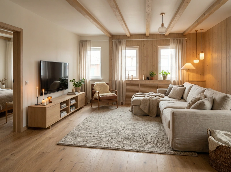 Дизайн интерьера в стиле Хюгге — Гостиная от нейросети RoomGPT