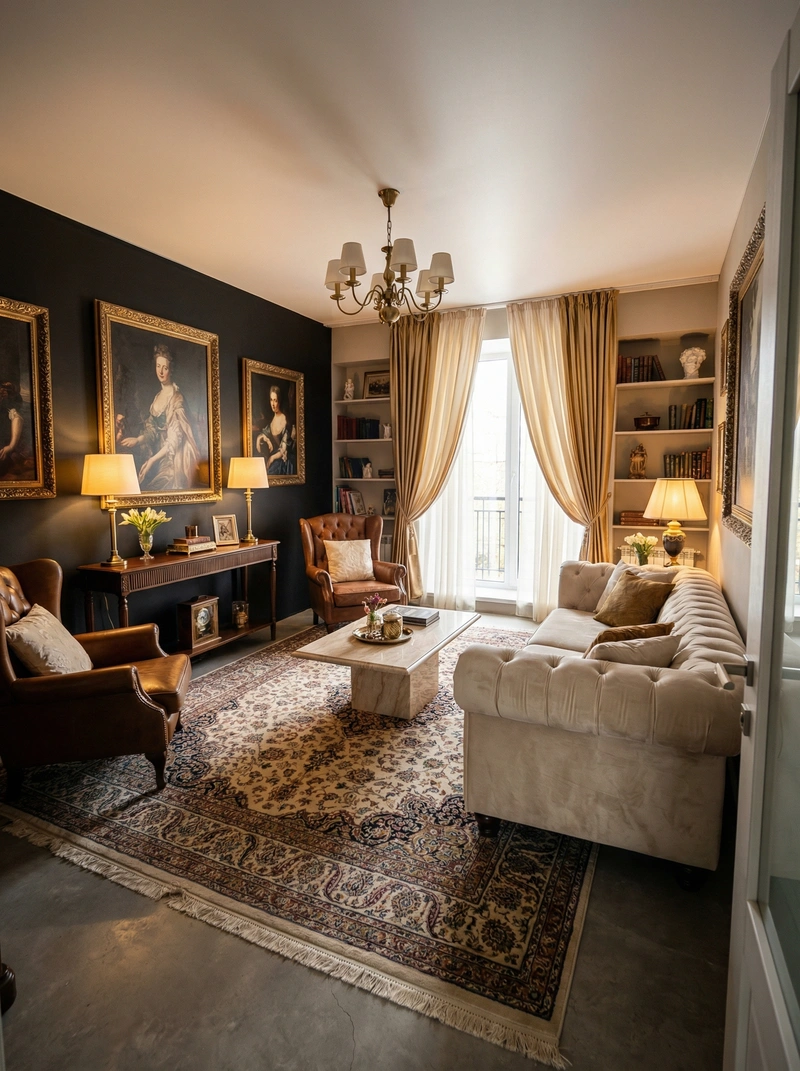 Дизайн интерьера в стиле Классика — Гостиная от нейросети RoomGPT