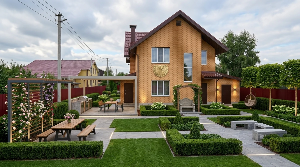 Дизайн участка в стиле Классика — фото участка от нейросети RoomGPT