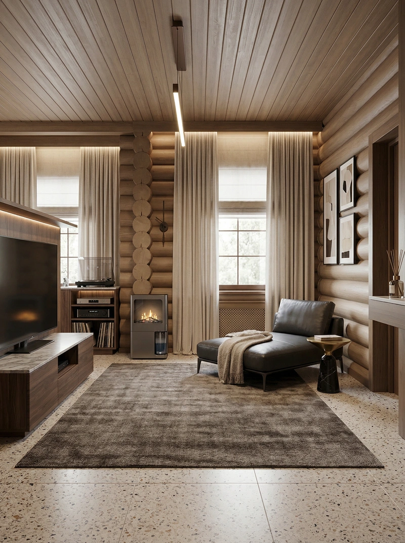 Дизайн интерьера в стиле Контемпорари — Гостиная от нейросети RoomGPT