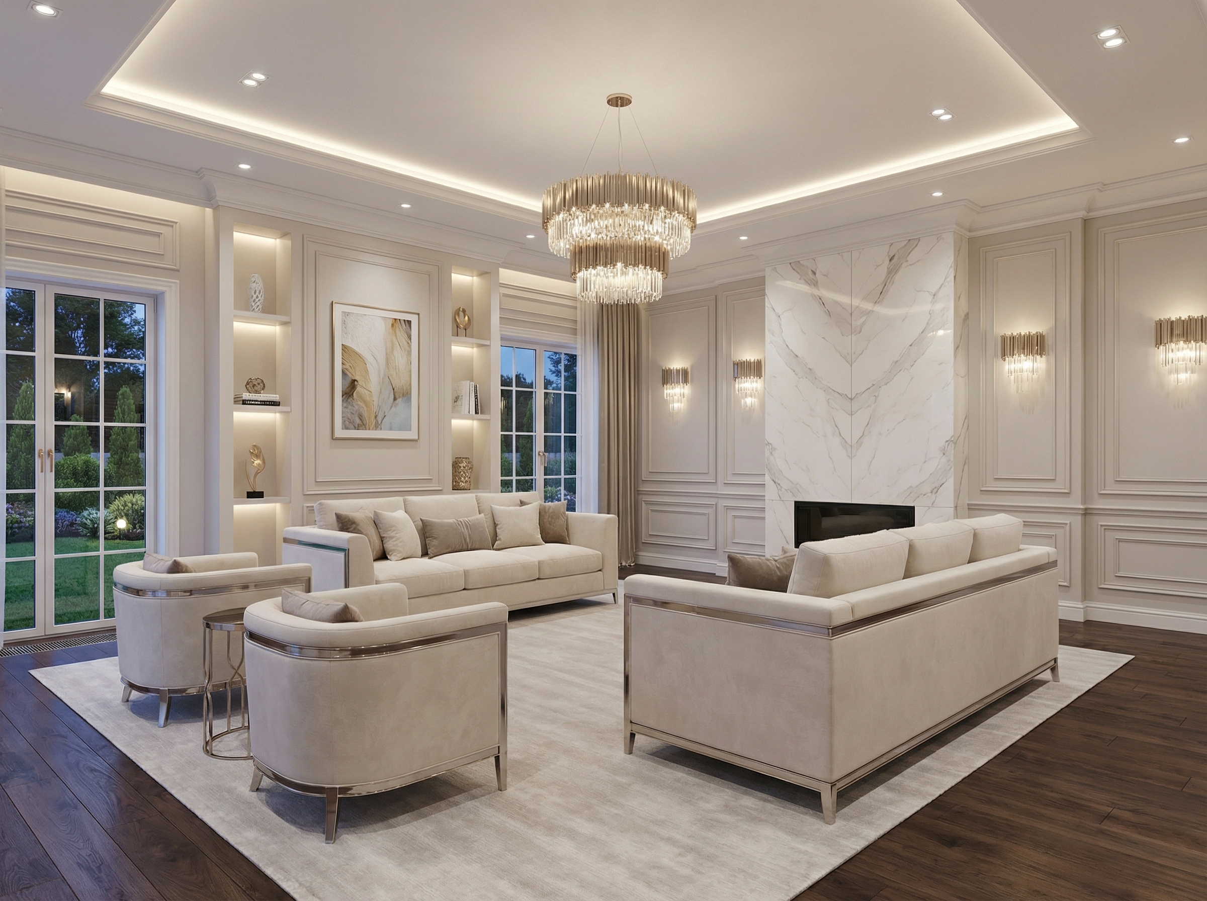 Дизайн гостиной в стиле Классика — фото интерьера от нейросети RoomGPT