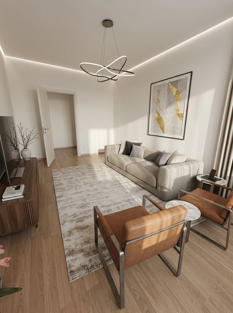 Дизайн гостиной в стиле Контемпорари — фото интерьера от нейросети RoomGPT