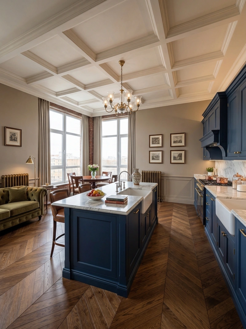 Дизайн кухни в стиле Классика — фото интерьера от нейросети RoomGPT