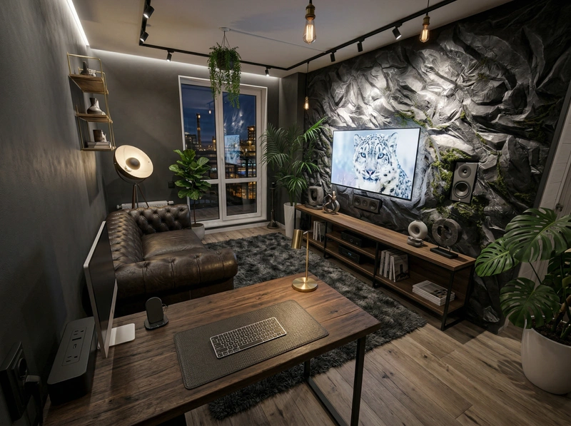 Дизайн гостиной в стиле Лофт — фото интерьера от нейросети RoomGPT