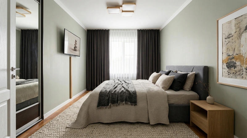 Дизайн спальни в стиле Japandi — фото интерьера от нейросети RoomGPT