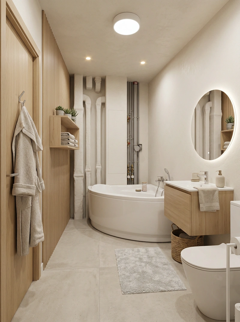 Дизайн интерьера в стиле Хюгге — Ванная от нейросети RoomGPT