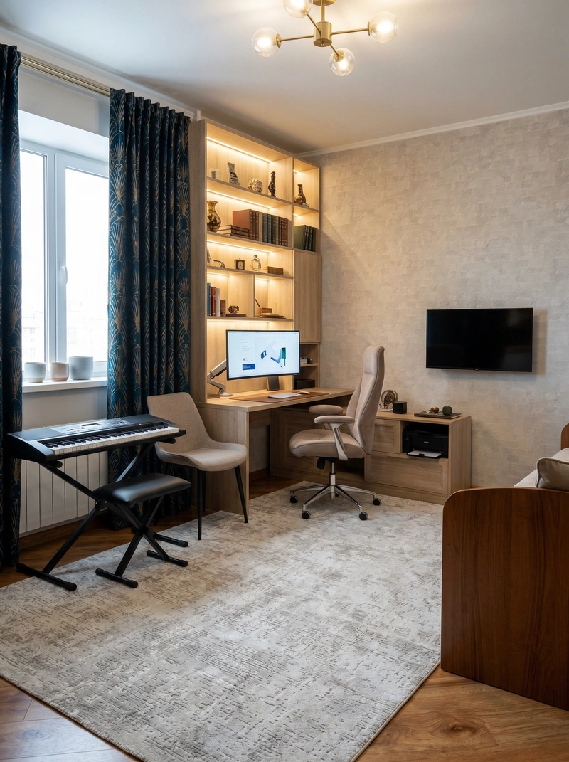 Дизайн интерьера в стиле Эклектика — Кабинет от нейросети RoomGPT