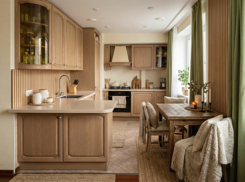 Дизайн интерьера в стиле Хюгге — Кухня от нейросети RoomGPT