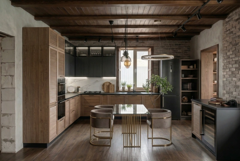Дизайн кухни в стиле Лофт — фото интерьера от нейросети RoomGPT