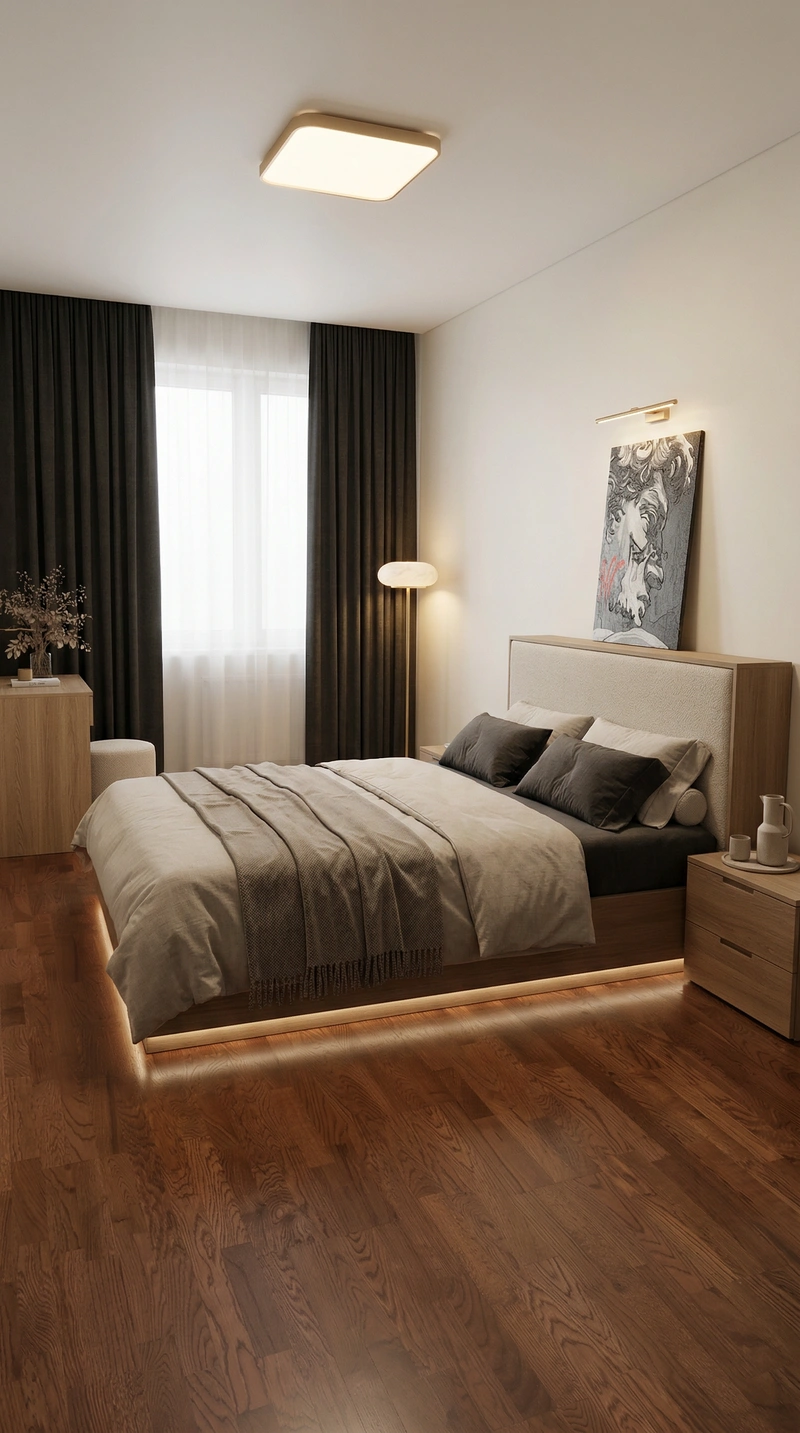 Дизайн интерьера в стиле Минимализм — Спальня от нейросети RoomGPT