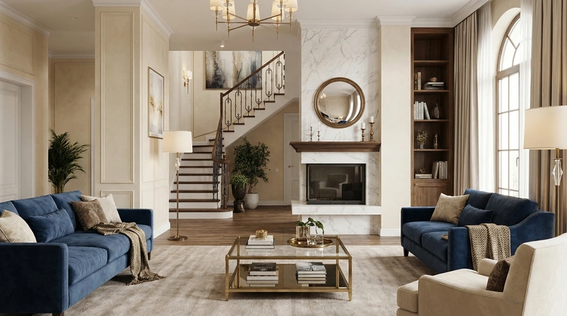 Дизайн интерьера в стиле Классика — Гостиная от нейросети RoomGPT