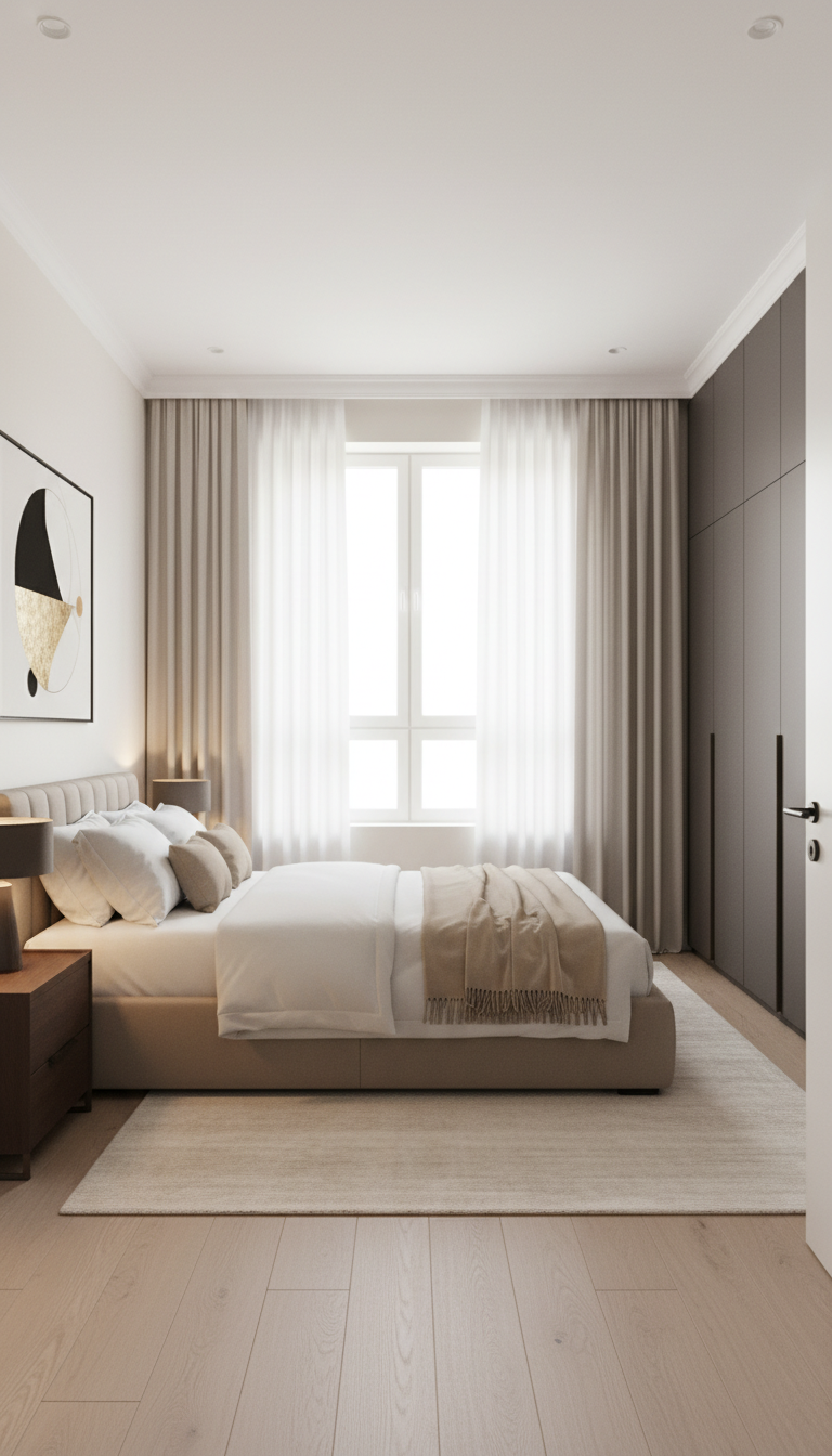 Дизайн спальни в стиле Минимализм — фото интерьера от нейросети RoomGPT