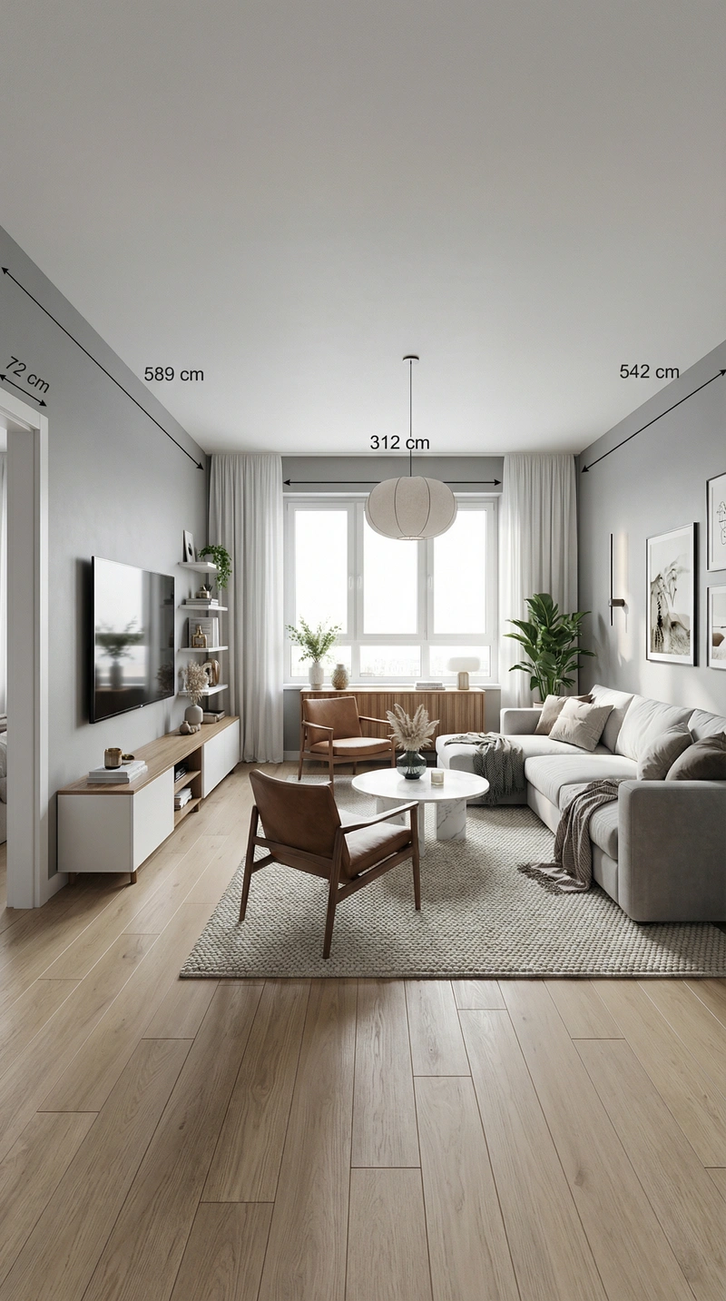 Дизайн интерьера в стиле Сканди — Гостиная от нейросети RoomGPT