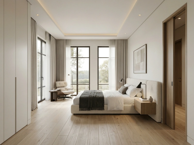 Дизайн спальни в стиле Минимализм — фото интерьера от нейросети RoomGPT
