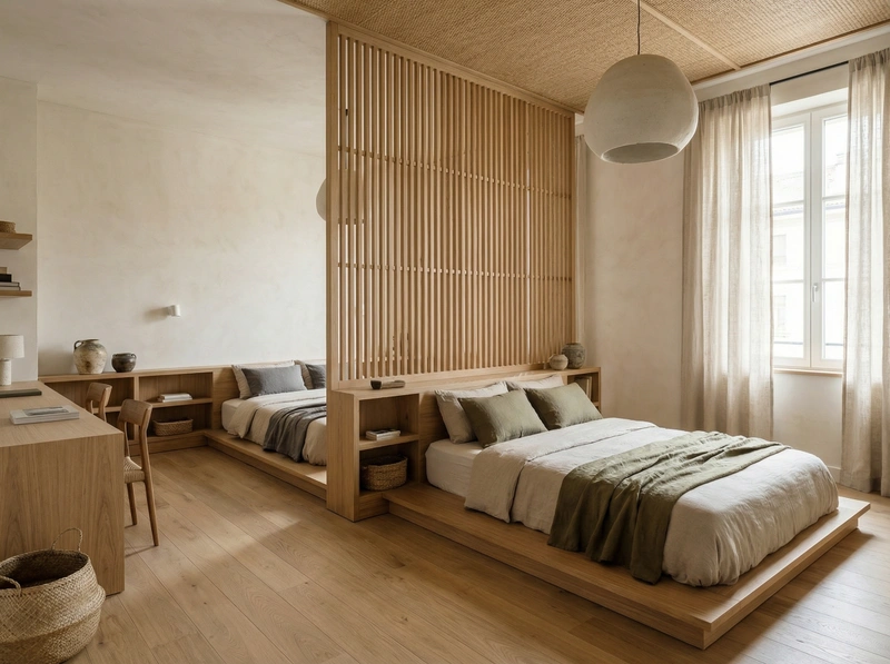 Дизайн детской в стиле Japandi — фото интерьера от нейросети RoomGPT