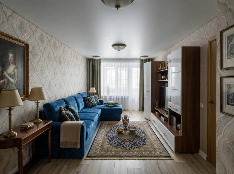 Дизайн интерьера в стиле Классика — Гостиная от нейросети RoomGPT