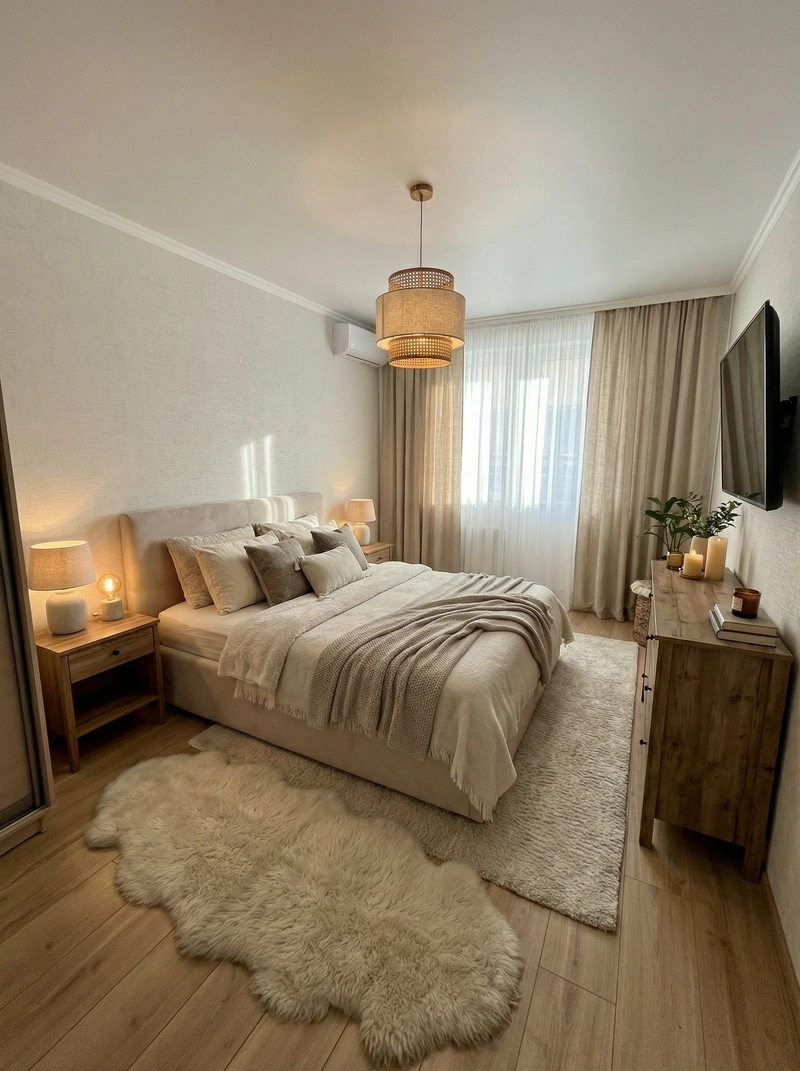 Дизайн интерьера в стиле Хюгге — Спальня от нейросети RoomGPT