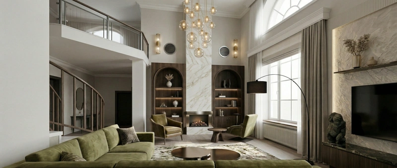 Дизайн гостиной в стиле Британский — фото интерьера от нейросети RoomGPT