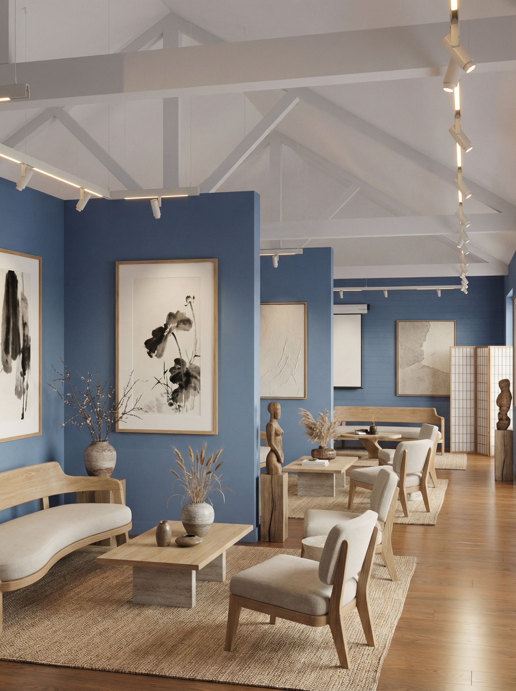 Дизайн гостиной в стиле Japandi — фото интерьера от нейросети RoomGPT