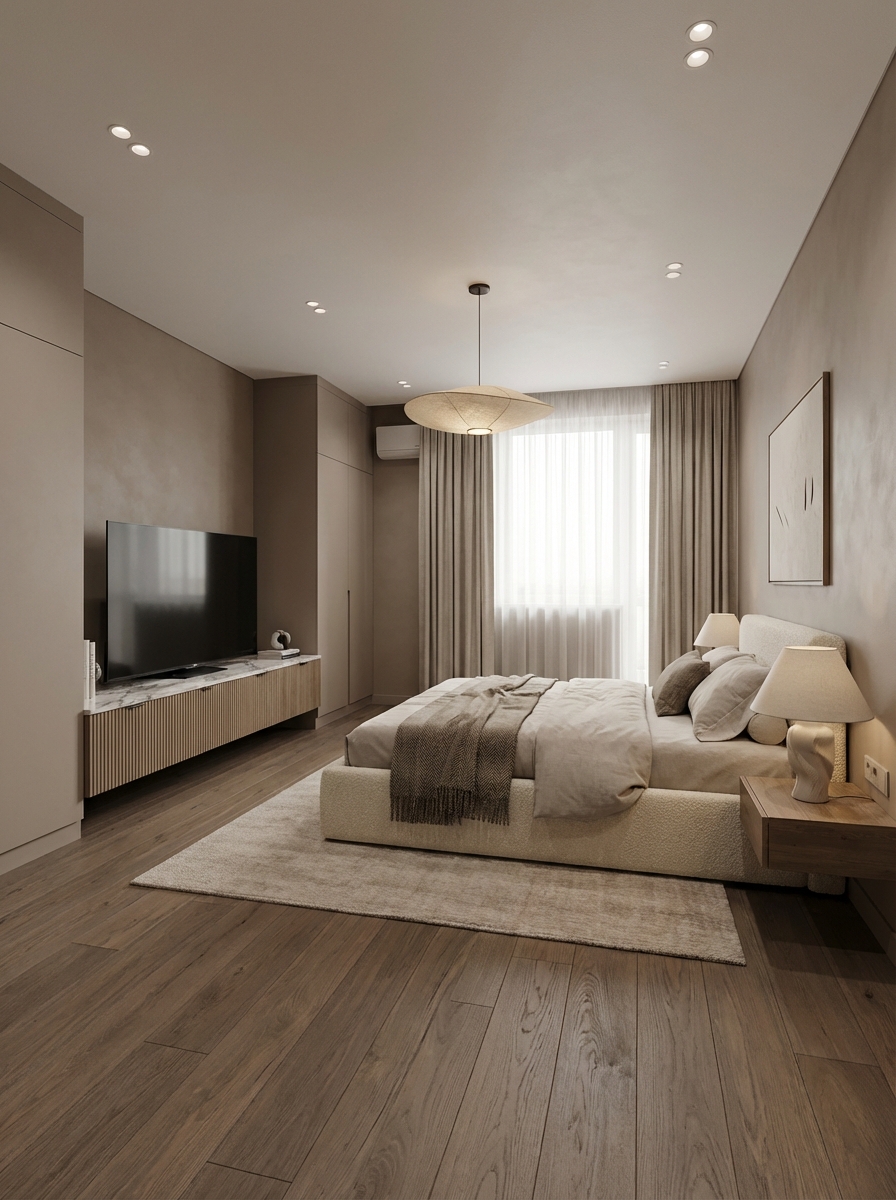 Дизайн спальни в стиле Минимализм — фото интерьера от нейросети RoomGPT