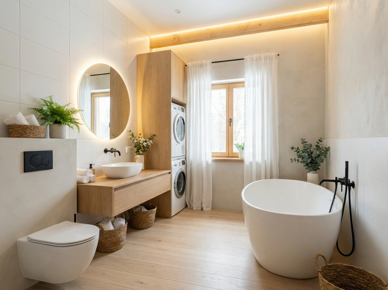 Дизайн интерьера в стиле Сканди — Ванная от нейросети RoomGPT
