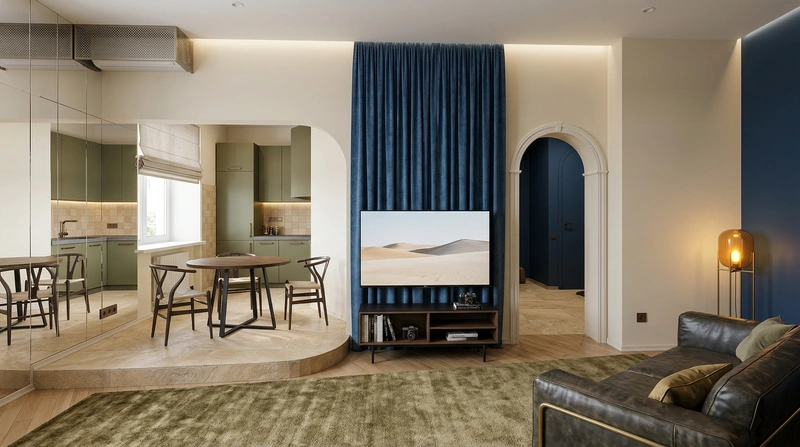 Дизайн интерьера в стиле Лофт — Гостиная от нейросети RoomGPT