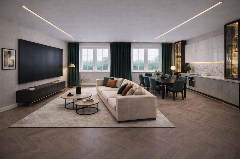 Дизайн интерьера в стиле Эклектика — Гостиная от нейросети RoomGPT