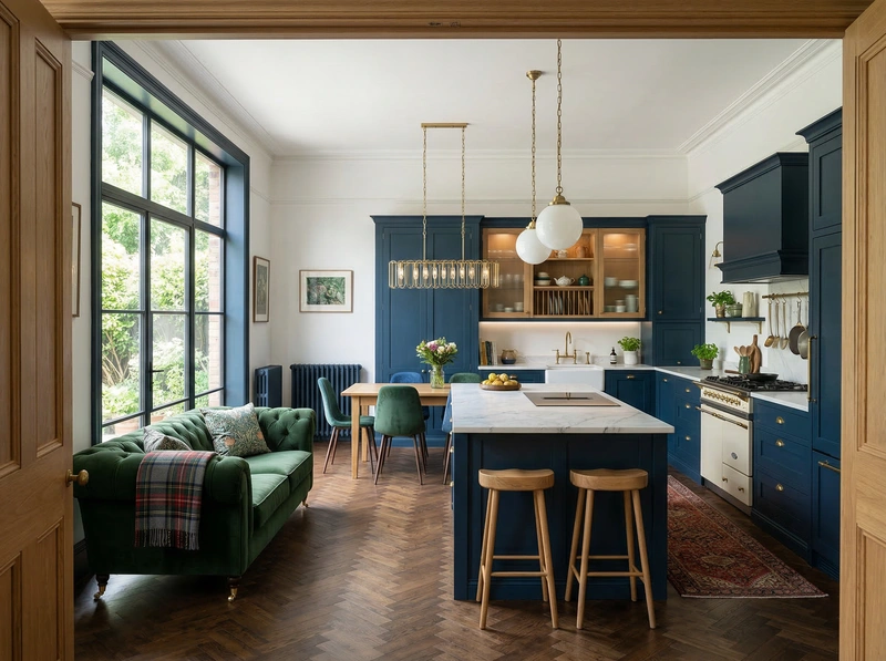 Дизайн кухни в стиле Британский — фото интерьера от нейросети RoomGPT