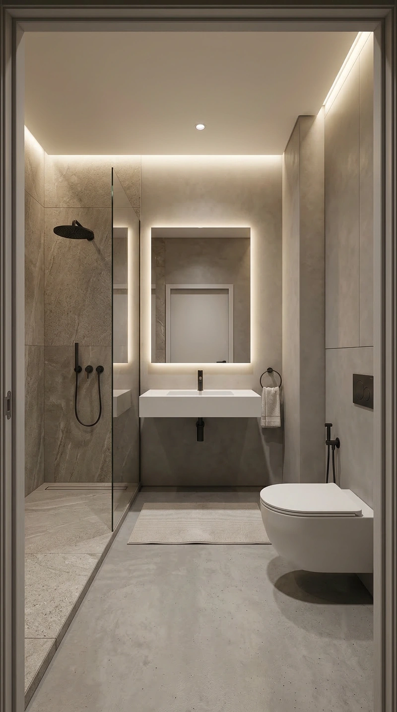 Дизайн интерьера в стиле Минимализм — Ванная от нейросети RoomGPT