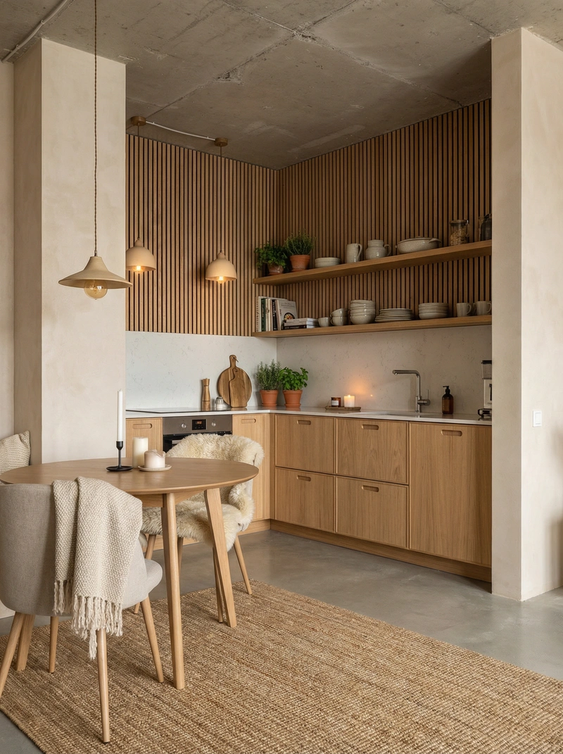 Дизайн интерьера в стиле Хюгге — Кухня от нейросети RoomGPT