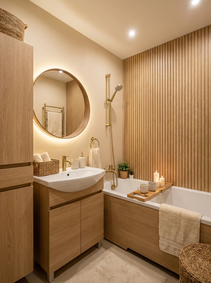 Дизайн интерьера в стиле Хюгге — Ванная от нейросети RoomGPT