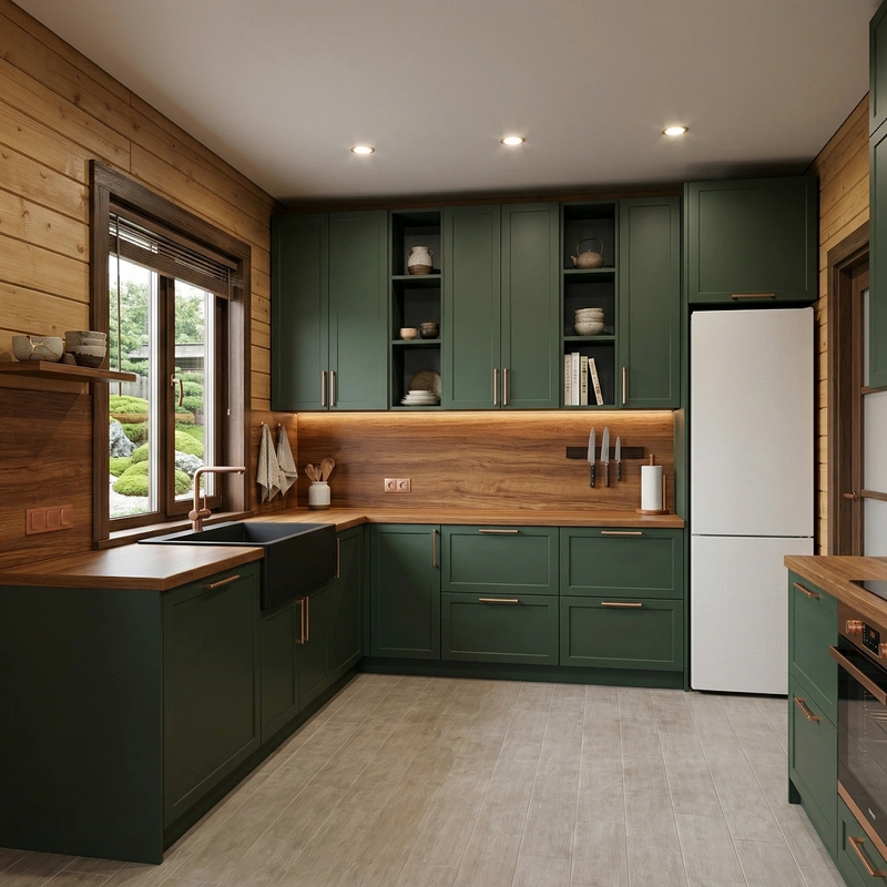 Дизайн кухни в стиле Japandi — фото интерьера от нейросети RoomGPT