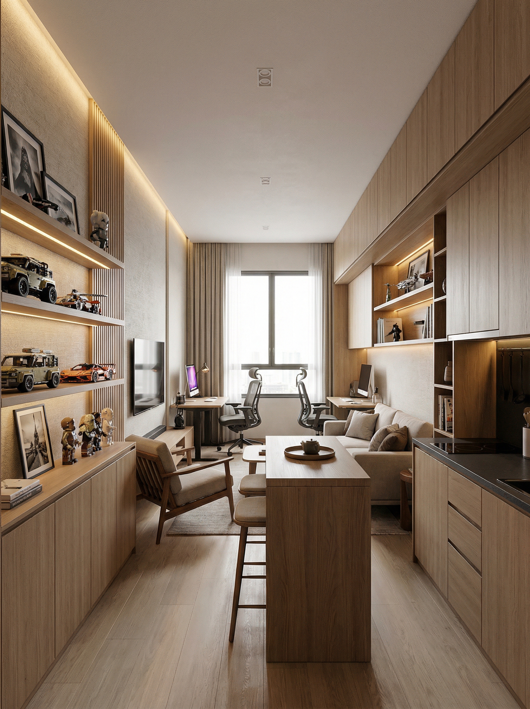 Дизайн гостиной в стиле Japandi — фото интерьера от нейросети RoomGPT