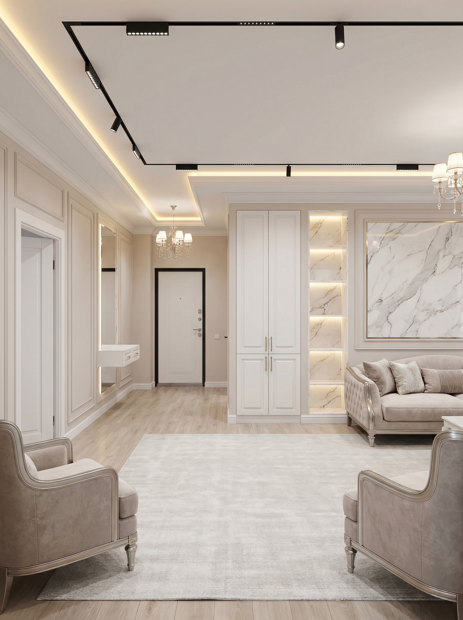 Дизайн гостиной в стиле Классика — фото интерьера от нейросети RoomGPT