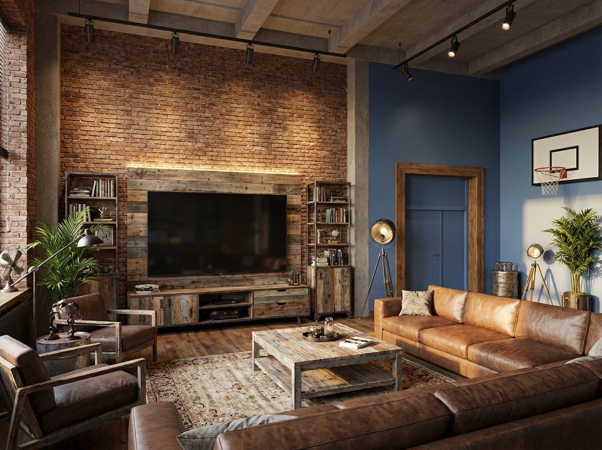 Дизайн гостиной в стиле Лофт — фото интерьера от нейросети RoomGPT
