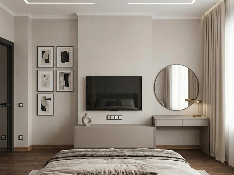 Дизайн спальни в стиле Контемпорари — фото интерьера от нейросети RoomGPT