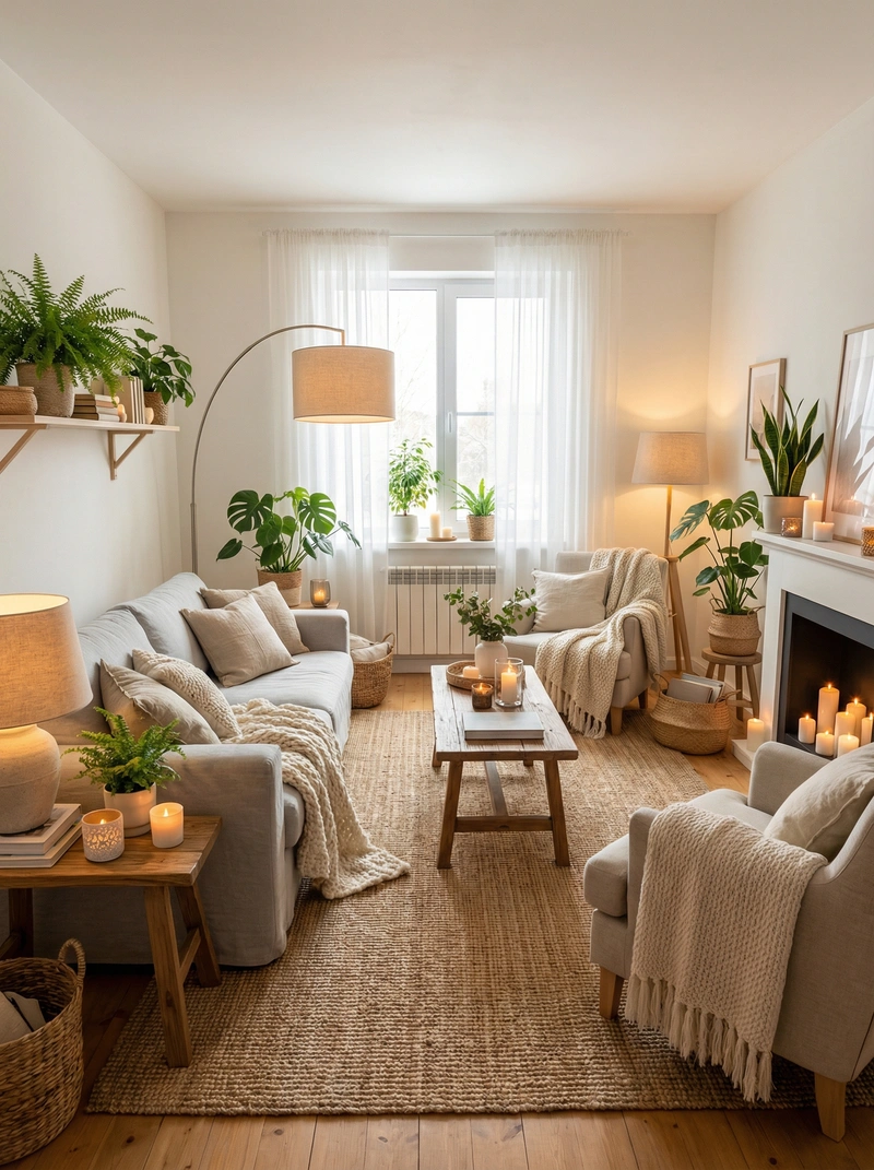 Дизайн интерьера в стиле Хюгге — Гостиная от нейросети RoomGPT