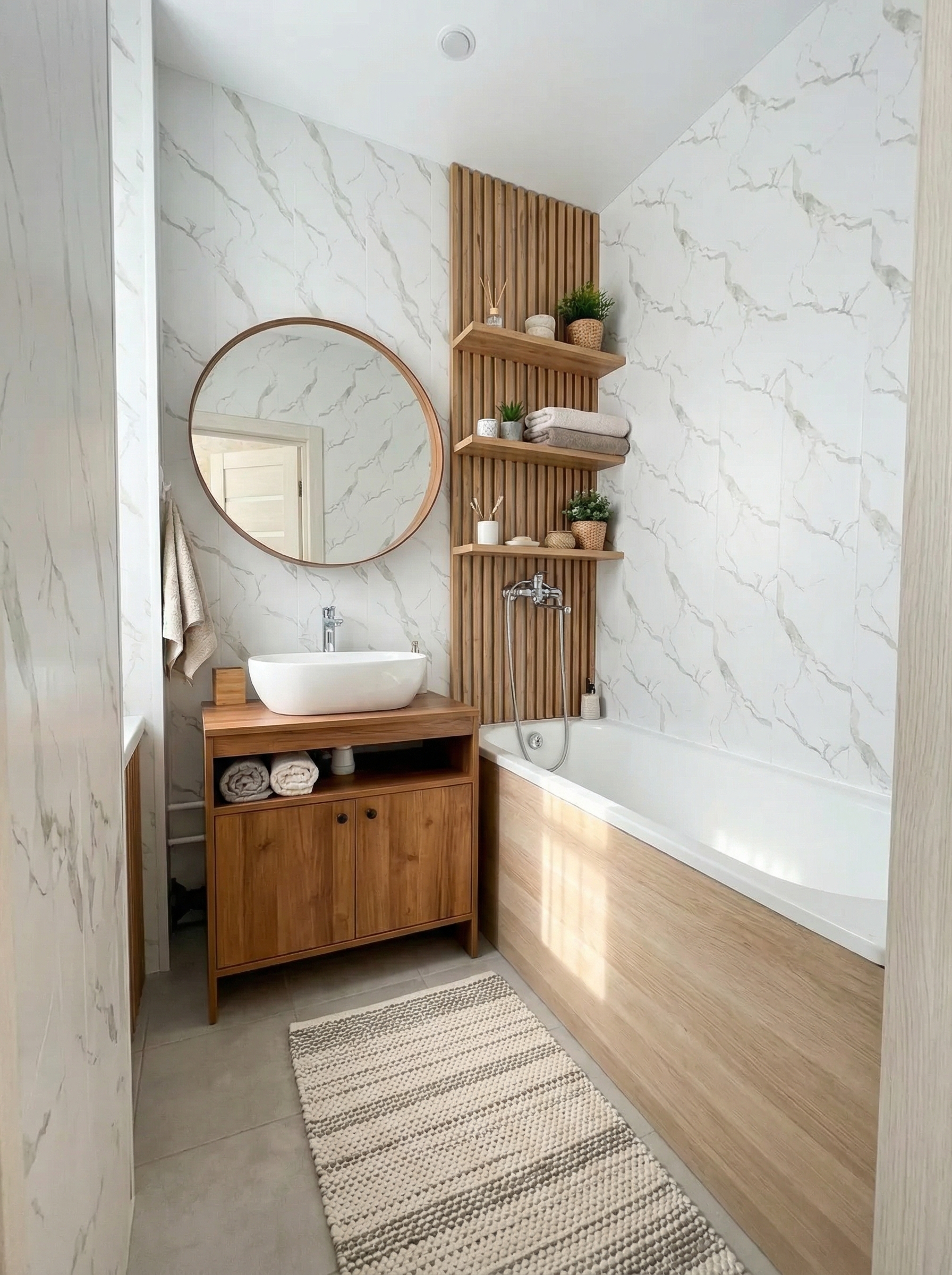 Дизайн ванной в стиле Хюгге — фото интерьера от нейросети RoomGPT