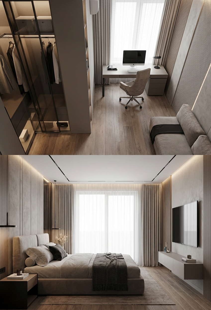 Дизайн спальни в стиле Минимализм — фото интерьера от нейросети RoomGPT