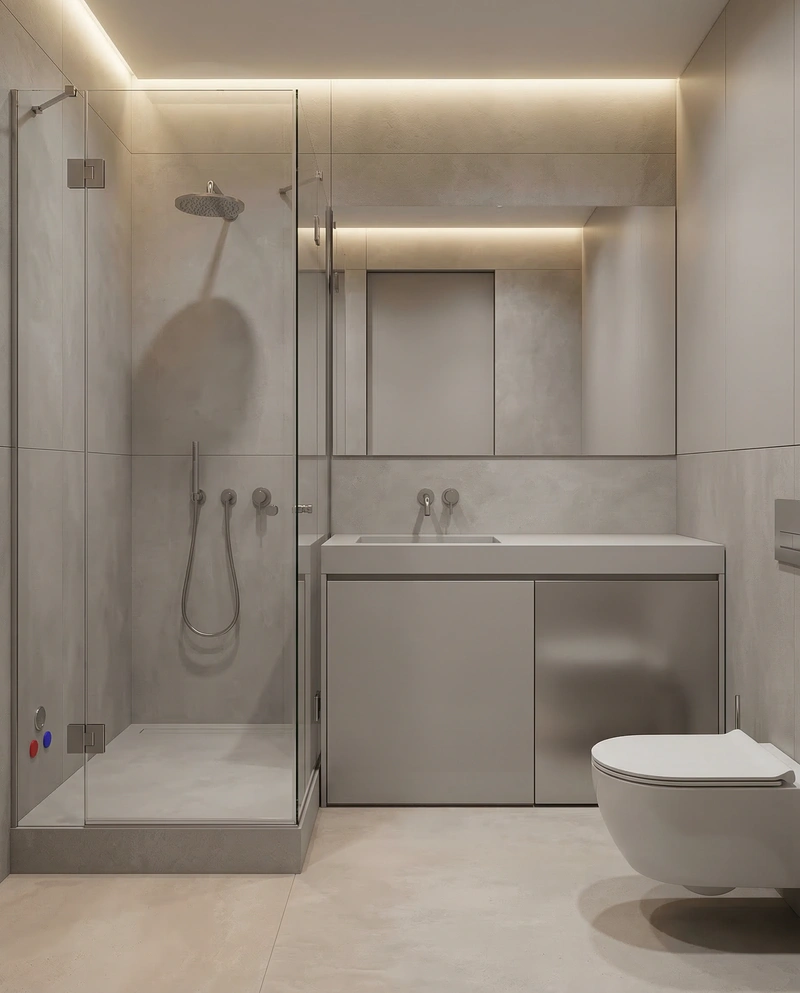 Дизайн интерьера в стиле Минимализм — Ванная от нейросети RoomGPT