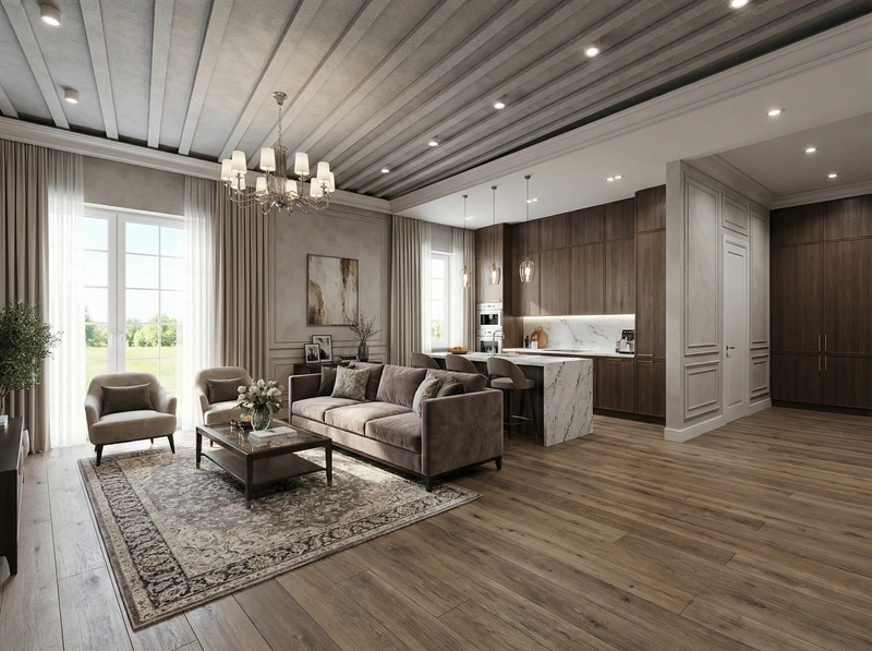 Дизайн интерьера в стиле Классика — Гостиная от нейросети RoomGPT