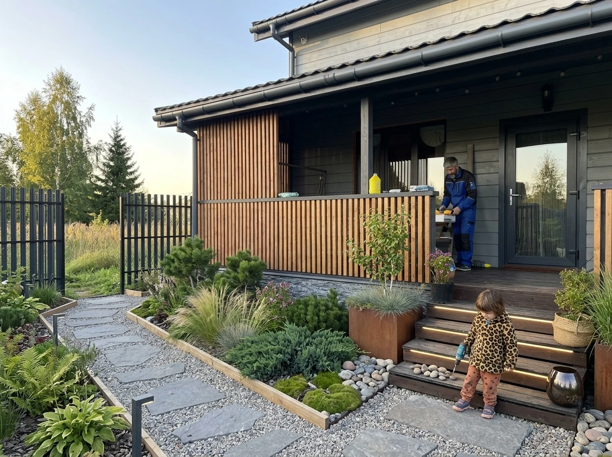Ландшафтный дизайн в стиле Сканди — Участок от нейросети RoomGPT