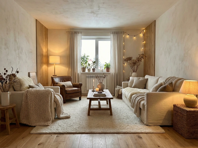 Дизайн интерьера в стиле Хюгге — Гостиная от нейросети RoomGPT