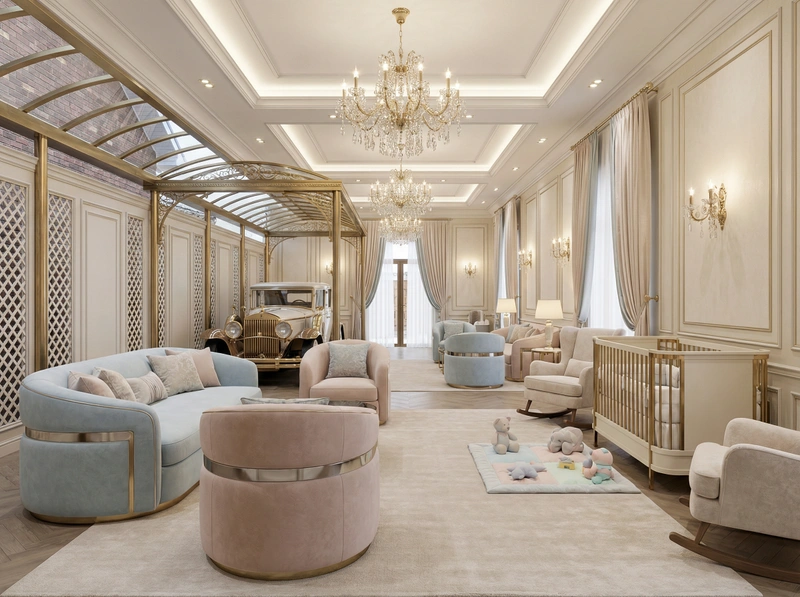 Дизайн интерьера в стиле Неоклассика — Гостиная от нейросети RoomGPT
